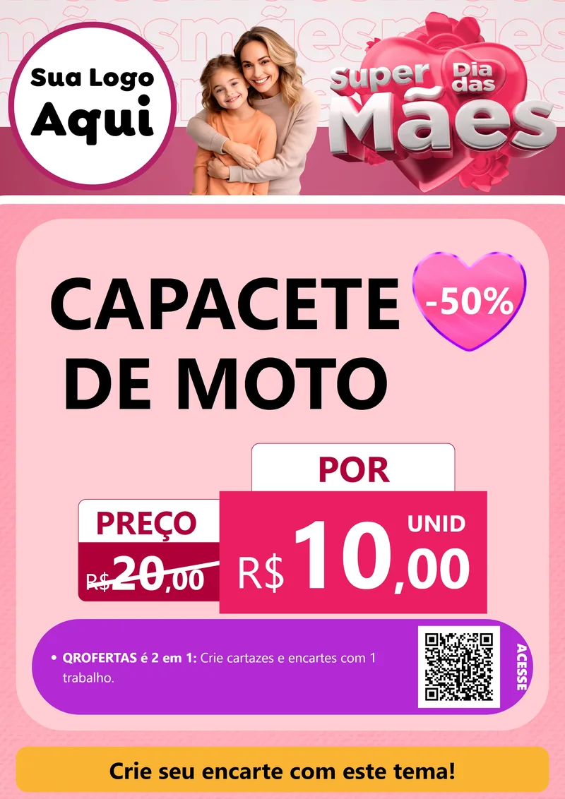 Modelo de Cartaz para Cartaz A4 Vertical com o tema Super Dia Das Mães para Moto peças