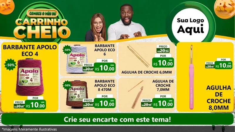 Modelo de TV para TV Horizontal com o tema Carrinho Cheio para Armarinho e Aviamentos