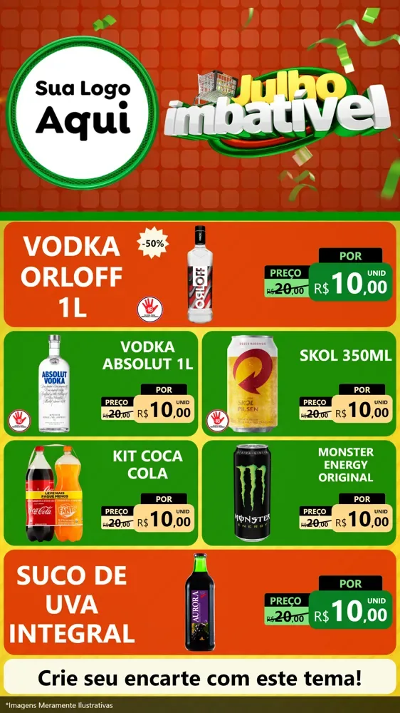 Modelo de TV para TV Vertical com o tema Julho Imbatível para Distribuidora de bebidas