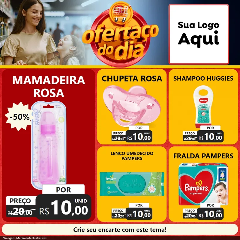 Modelo de Rede Social para Feed Facebook com o tema Ofertaço Do Dia para Bebês
