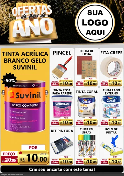 Modelo de Encarte para Encarte A4 Vertical com o tema Ofertas de Fim de Ano para Tintas e Ferramentas
