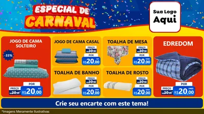 Modelo de TV para TV Horizontal com o tema Especial de Carnaval para Cama, Mesa e Banho
