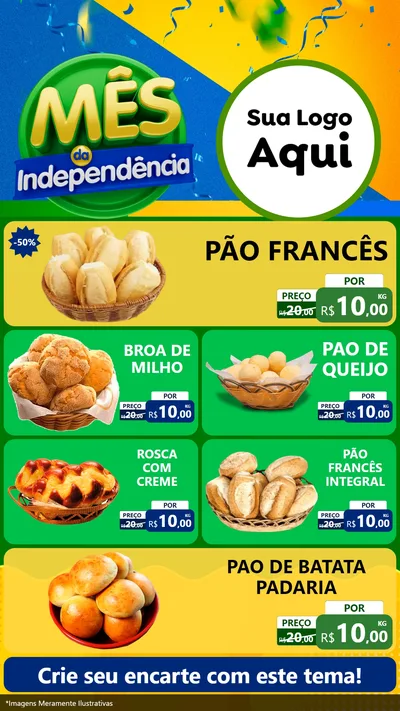 Modelo de TV para TV Vertical com o tema Mês da Independência para Padaria