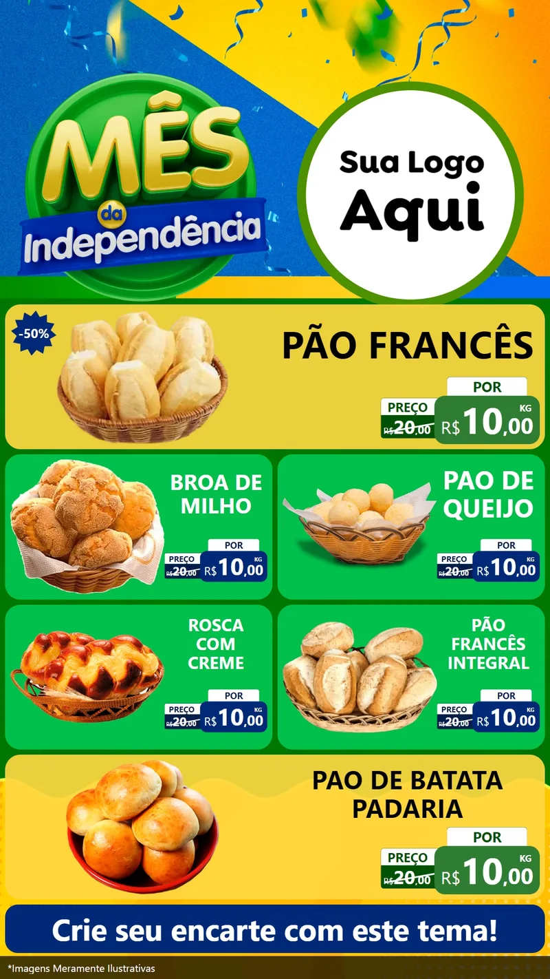 Modelo de TV para TV Vertical com o tema Mês da Independência para Padaria
