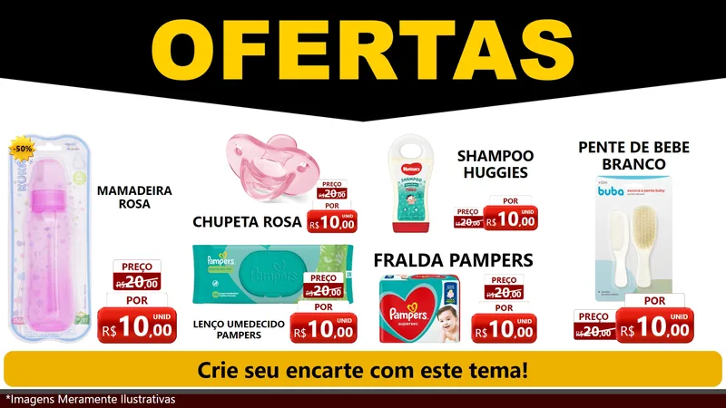 Modelo de TV para TV Horizontal com o tema Ofertas Preto e Vermelho Cartaz para Bebês