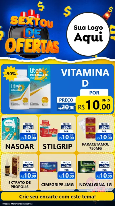 Modelo de Rede Social para Stories com o tema Sextou de Ofertas para Farmácia