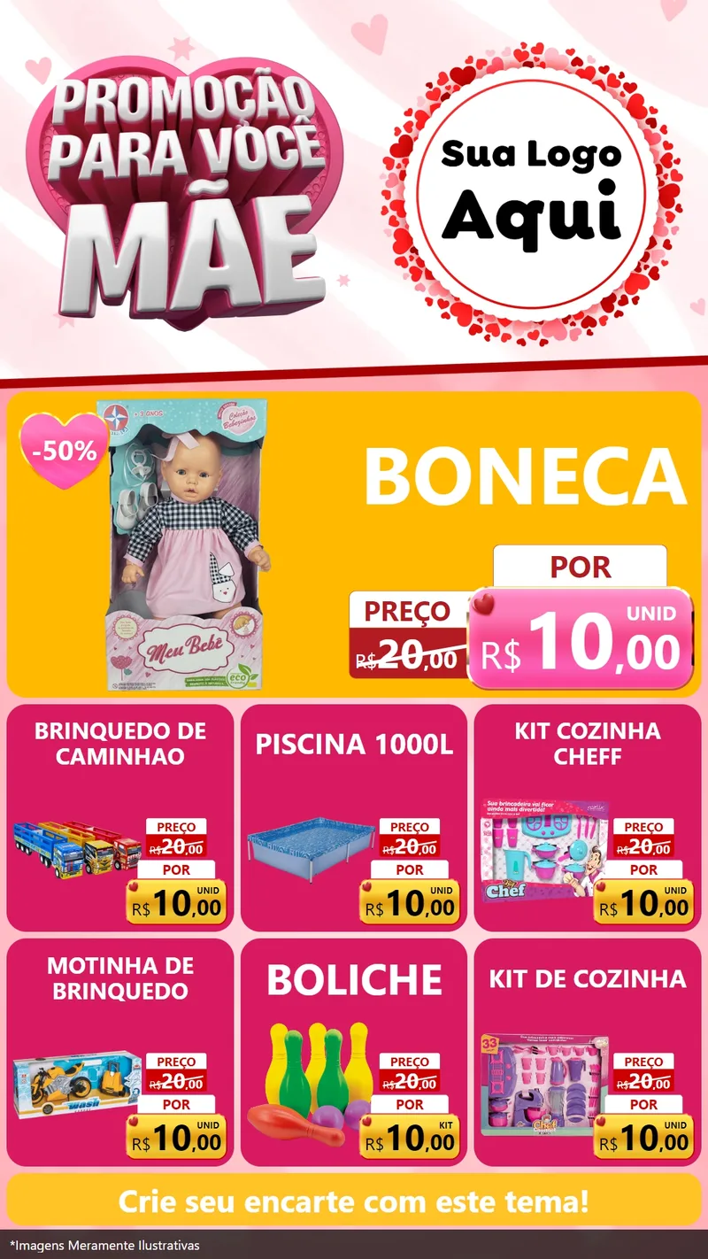 Modelo de Rede Social para Stories com o tema Promoção Para Você Mãe para Brinquedos