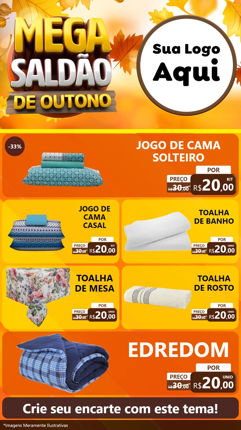 Modelo de TV para TV Vertical com o tema Mega Saldão de Outono para Cama, Mesa e Banho