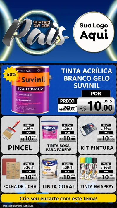 Modelo de Rede Social para Stories com o tema Sorteio Dia Dos Pais para Tintas e Ferramentas