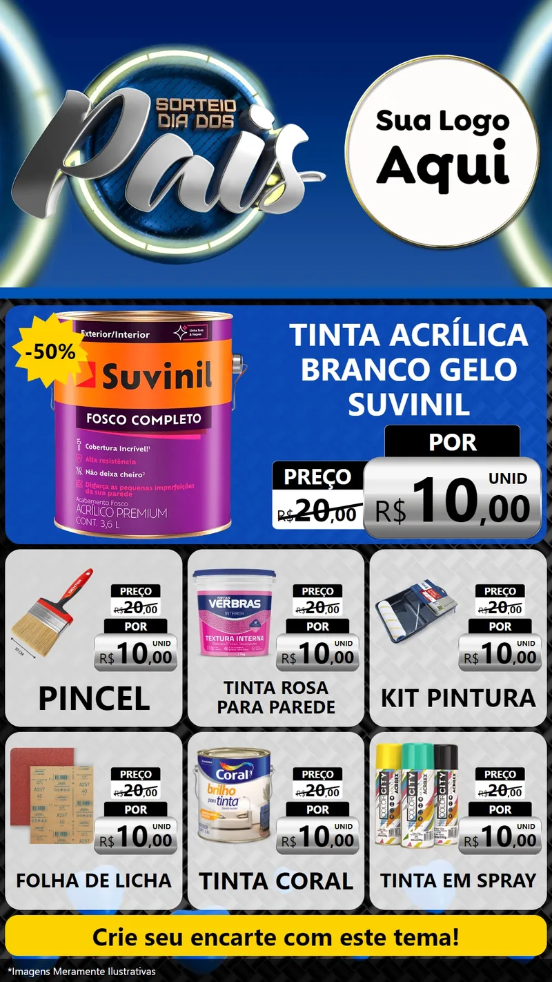 Modelo de Rede Social para Stories com o tema Sorteio Dia Dos Pais para Tintas e Ferramentas