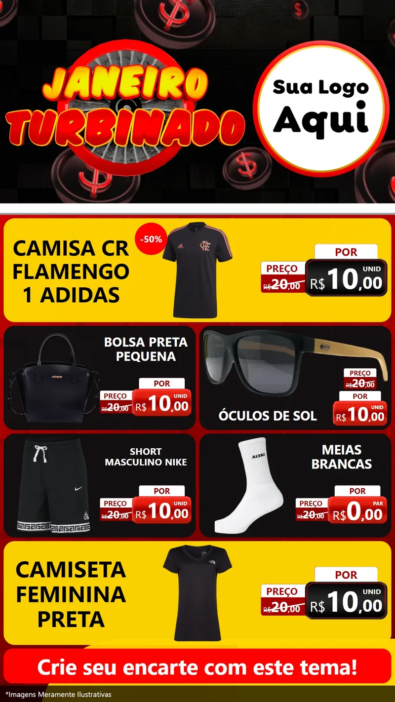 Modelo de TV para TV Vertical com o tema Janeiro Turbinado para Roupas e acessórios