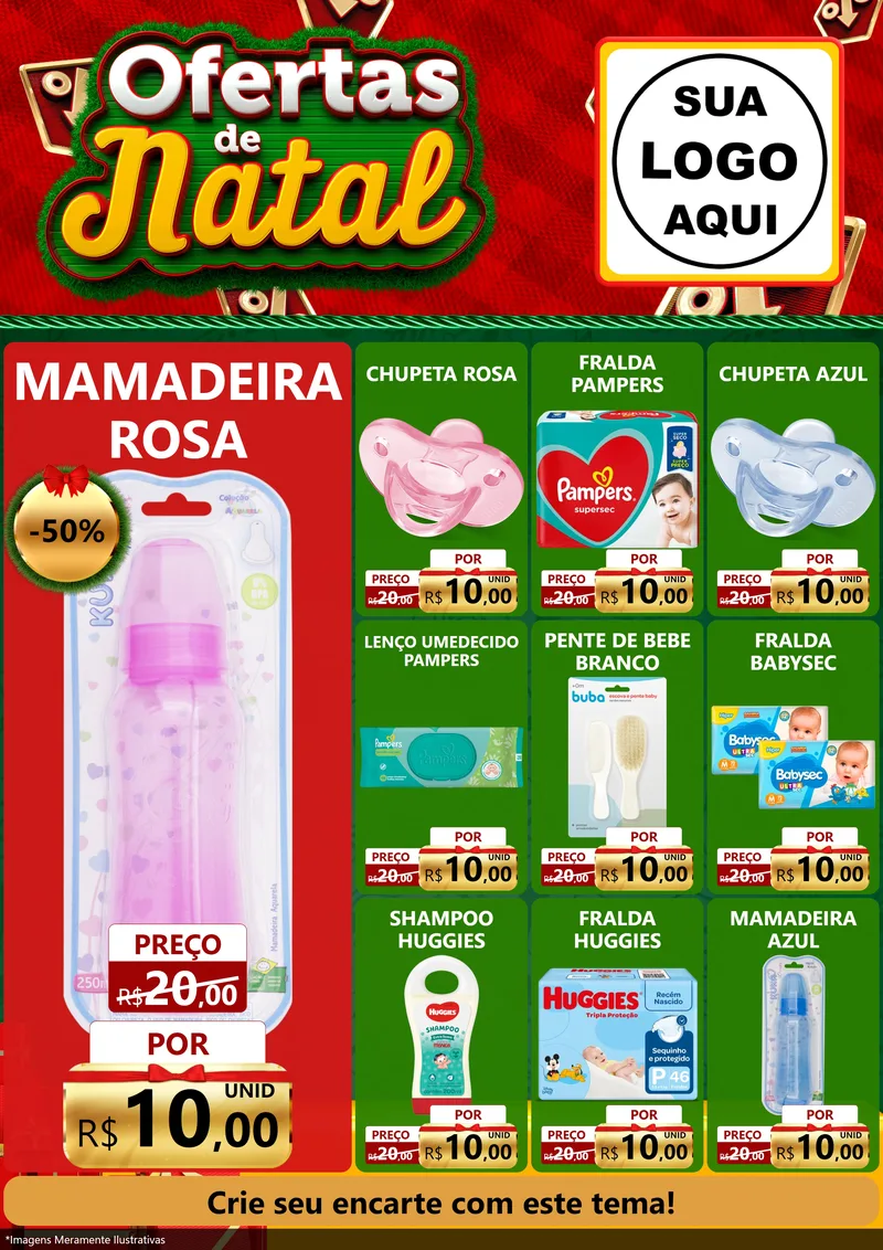 Modelo de Encarte para Encarte A4 Vertical com o tema Ofertas de Natal para Bebês