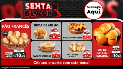 Modelo de TV para TV Horizontal com o tema Sexta Black para Padaria