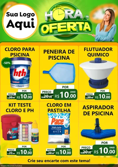 Modelo de Encarte para Encarte A4 Vertical com o tema Hora da Oferta para Produtos para Piscina