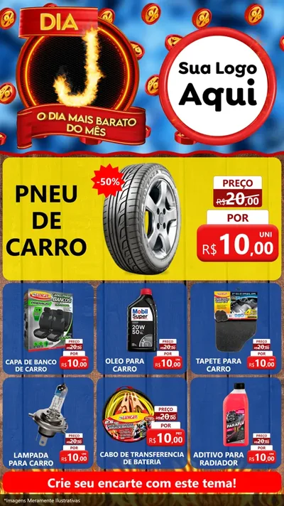 Modelo de Rede Social para Stories com o tema Dia J - O Dia Mais Barato Do Mês para Auto peças