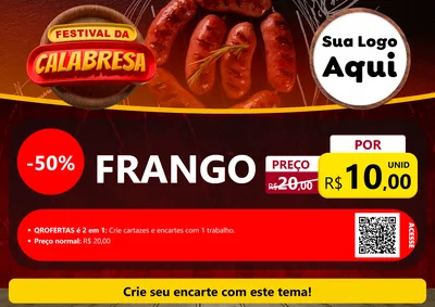 Modelo de Cartaz para Cartaz A4 Horizontal com o tema Festival da Calabresa para Assados