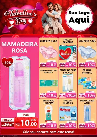 Modelo de Encarte para Encarte A4 Vertical com o tema Valentine's Day para Bebês