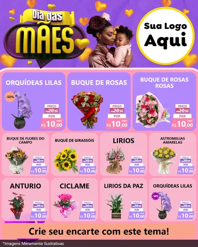 Modelo de Rede Social para Feed Instagram com o tema Dia das Mães para Floricultura e jardim