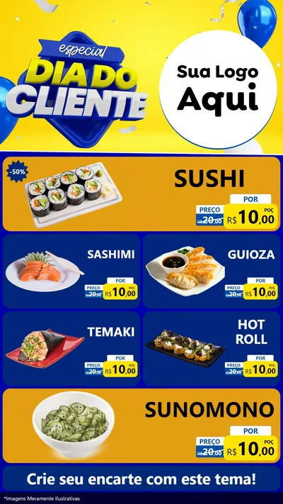 Modelo de TV para TV Vertical com o tema Especial Dia do Cliente para Comida japonesa