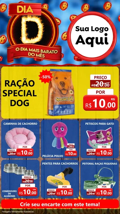 Modelo de Rede Social para Stories com o tema Dia D - O Dia Mais Barato Do Mês para Pet Shop