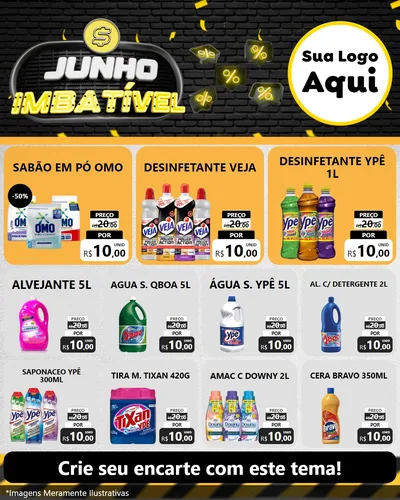 Modelo de Rede Social para Feed Instagram com o tema Junho Imbatível para Produtos de Limpeza