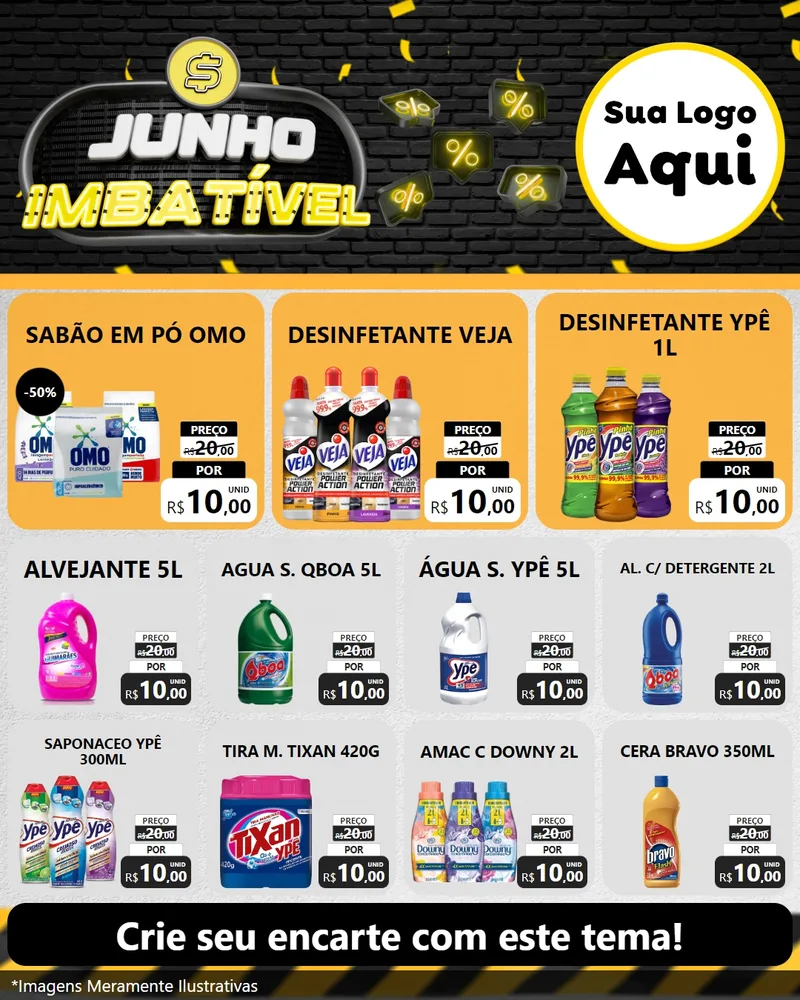 Modelo de Rede Social para Feed Instagram com o tema Junho Imbatível para Produtos de Limpeza