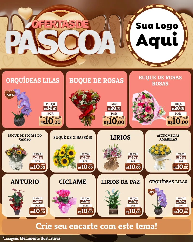Modelo de Rede Social para Feed Instagram com o tema Ofertas de Páscoa para Floricultura e jardim