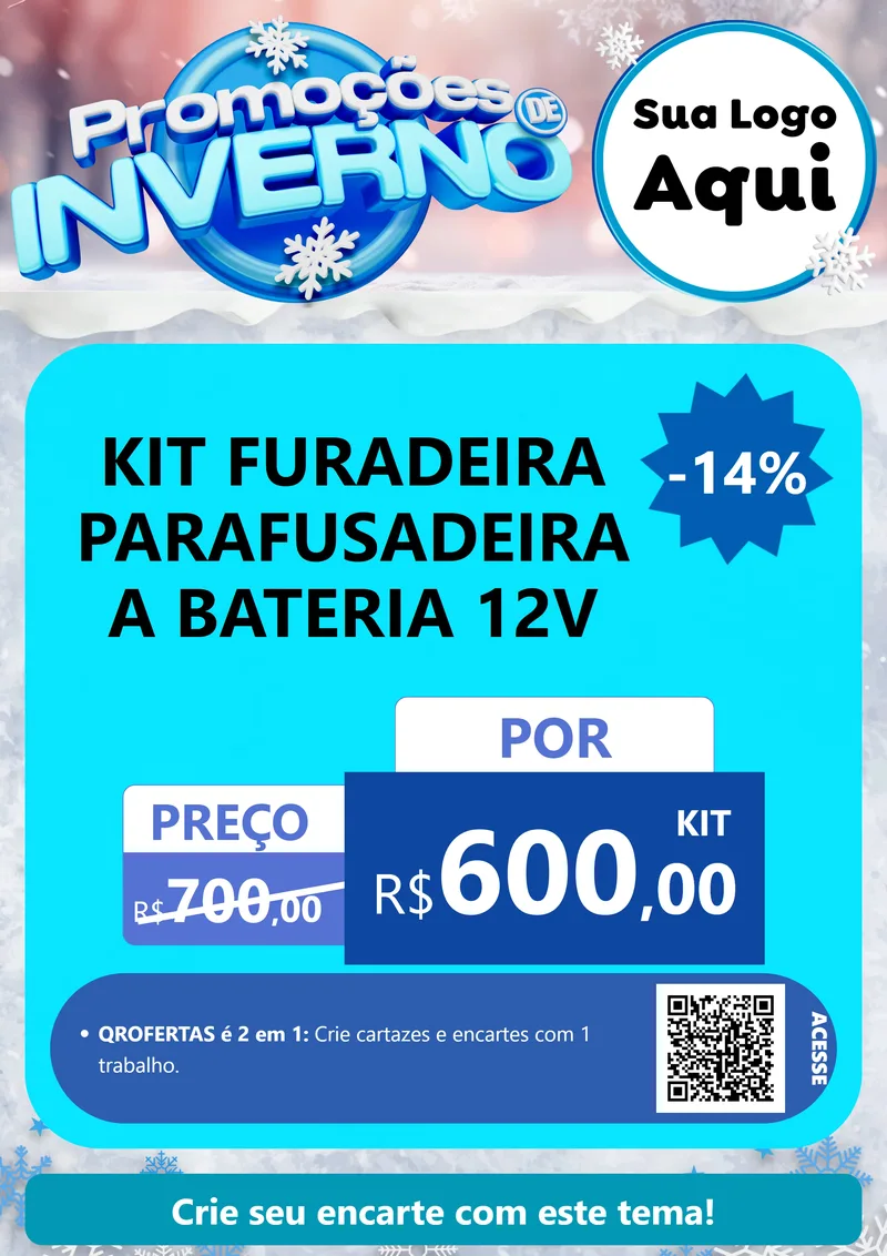 Modelo de Cartaz para Cartaz A4 Vertical com o tema Promoções de Inverno para Maquinas e Ferramentas