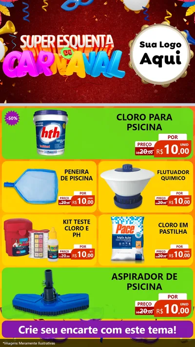 Modelo de TV para TV Vertical com o tema Super Esquenta de Carnaval para Produtos para Piscina