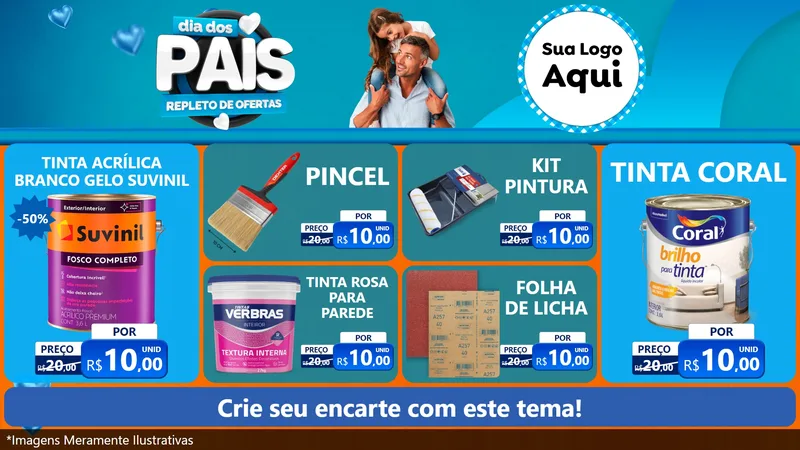 Modelo de TV para TV Horizontal com o tema Dia Dos Pais Repleto de Ofertas para Tintas e Ferramentas