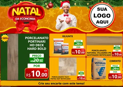 Modelo de Encarte para Encarte A4 Horizontal com o tema Natal da Economia para Pisos e revestimentos