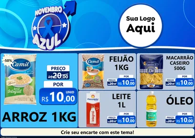 Modelo de Encarte para Encarte A4 Horizontal com o tema Novembro Azul para Supermercado