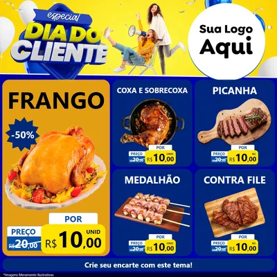 Modelo de Rede Social para Feed Facebook com o tema Especial Dia do Cliente para Assados
