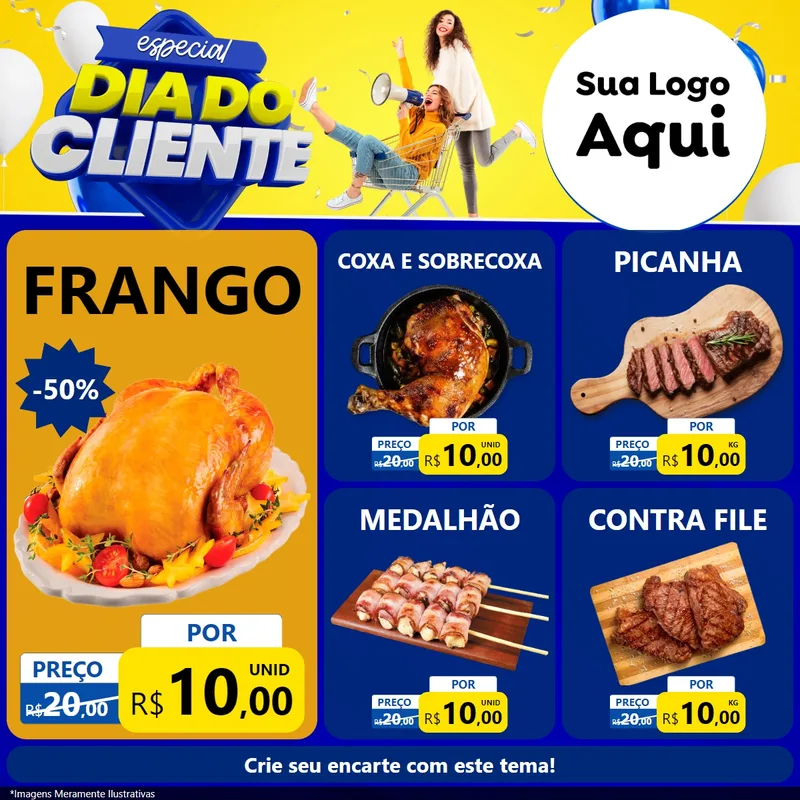 Modelo de Rede Social para Feed Facebook com o tema Especial Dia do Cliente para Assados
