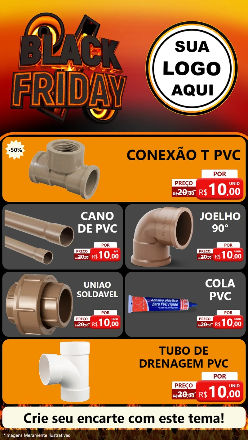 Modelo de TV para TV Vertical com o tema Black Friday para Tubos e conexões