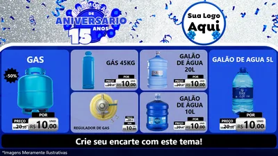 Modelo de TV para TV Horizontal com o tema Promoção de Aniversário - 15 Anos para Água e gás