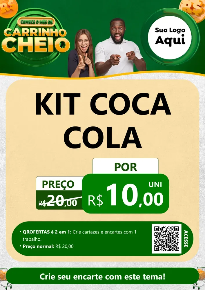 Modelo de Cartaz para Cartaz A4 Vertical com o tema Carrinho Cheio para Distribuidora de bebidas