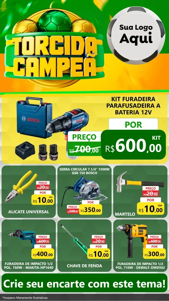 Modelo de Rede Social para Stories com o tema Torcida Campeã - Copa para Maquinas e Ferramentas