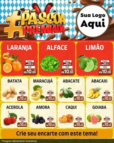 Modelo de Rede Social para Feed Instagram com o tema Páscoa Premiada para Hortifrúti
