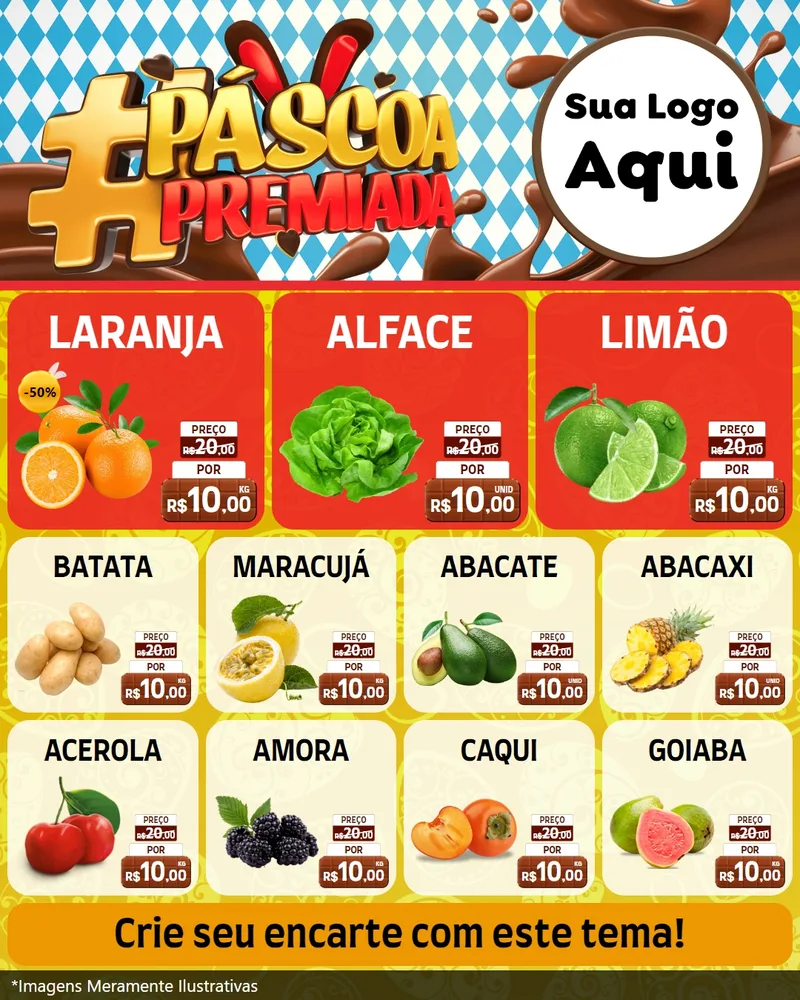 Modelo de Rede Social para Feed Instagram com o tema Páscoa Premiada para Hortifrúti