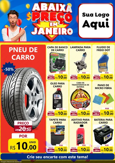 Modelo de Encarte para Encarte A4 Vertical com o tema Abaixa Preço em Janeiro para Auto peças