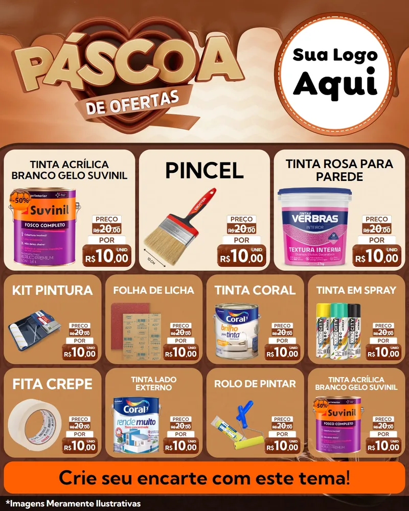 Modelo de Rede Social para Feed Instagram com o tema Páscoa de Ofertas para Tintas e Ferramentas