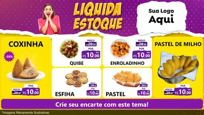 Modelo de TV para TV Horizontal com o tema Liquida estoque para Salgadaria