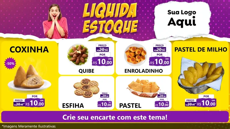 Modelo de TV para TV Horizontal com o tema Liquida estoque para Salgadaria