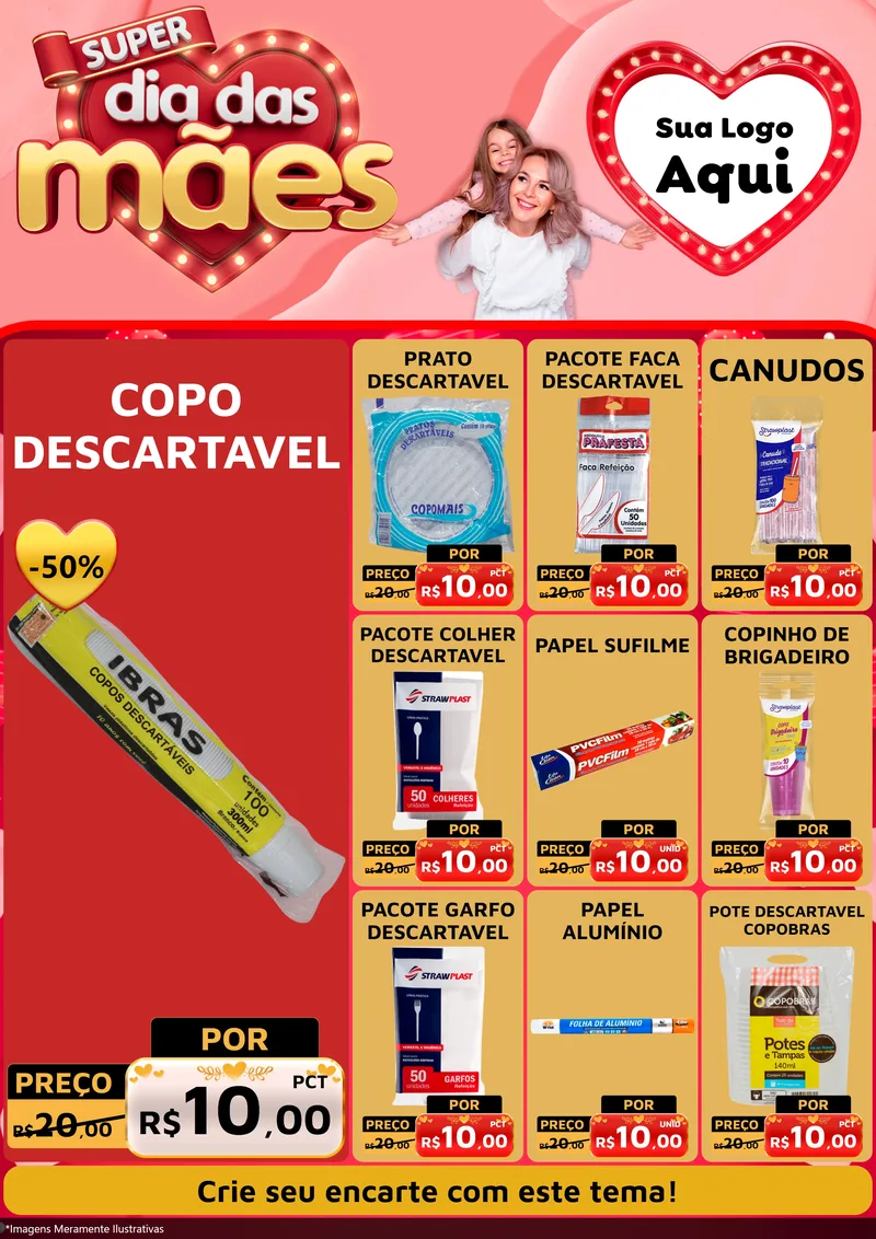 Modelo de Encarte para Encarte A4 Vertical com o tema Super Dia Das Mães para Embalagens