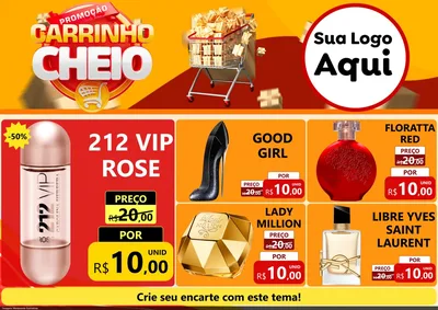 Modelo de Encarte para Encarte A4 Horizontal com o tema Promoção carrinho cheio para Perfumes