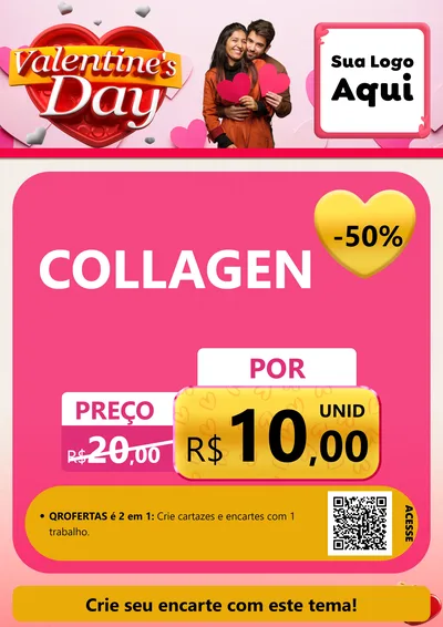 Modelo de Cartaz para Cartaz A4 Vertical com o tema Valentine's Day para Suplementos alimentares