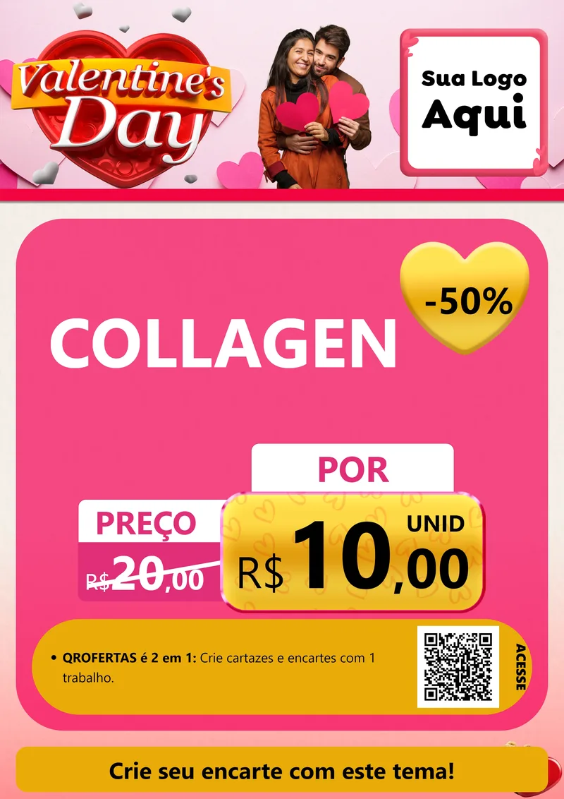 Modelo de Cartaz para Cartaz A4 Vertical com o tema Valentine's Day para Suplementos alimentares
