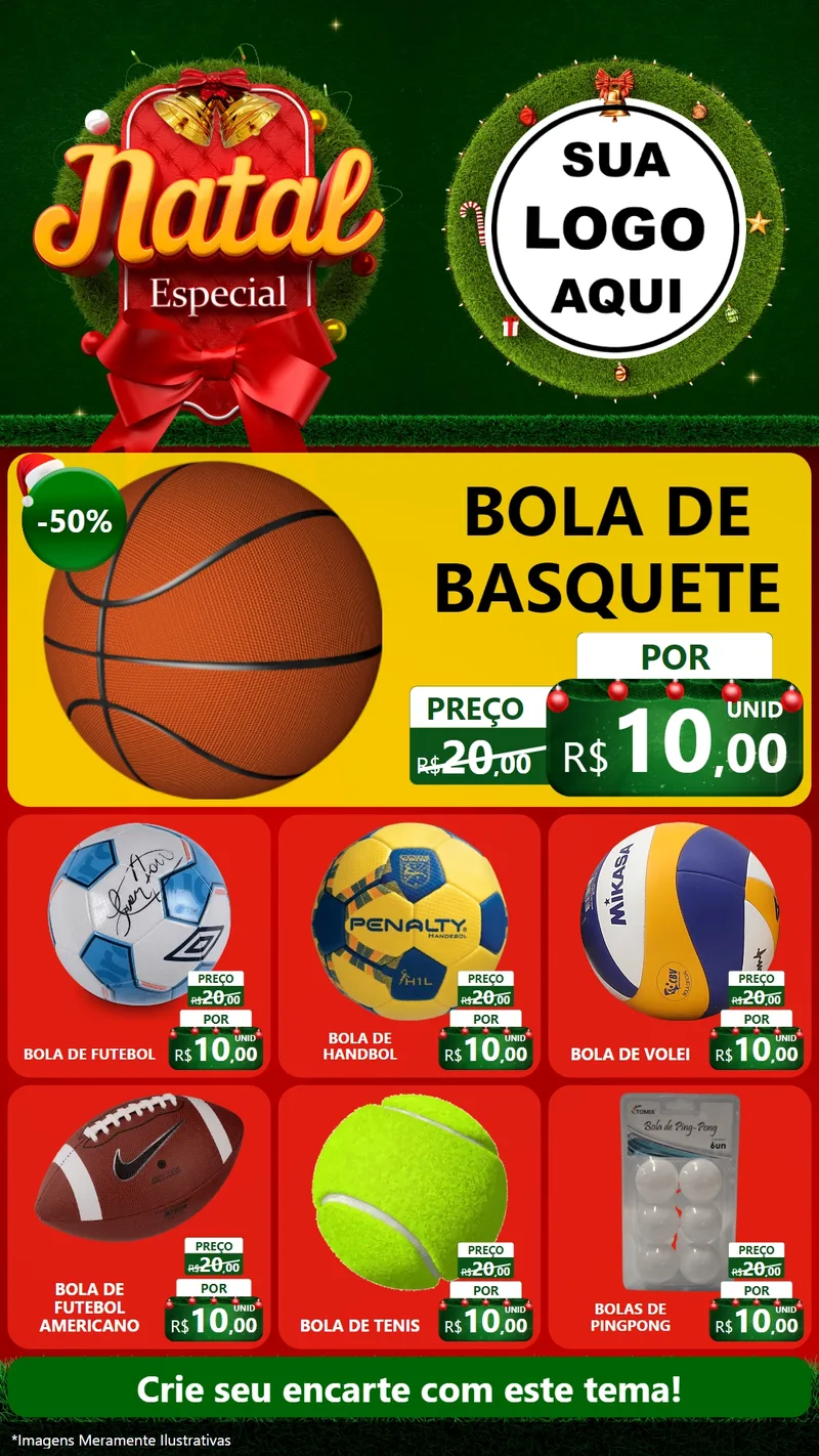 Modelo de Rede Social para Stories com o tema Natal Especial para Artigos Esportivos