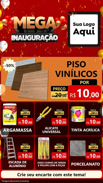 Modelo de Rede Social para Stories com o tema Mega Inauguração para Material para Construção